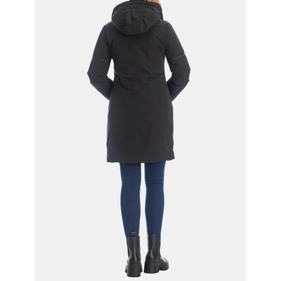 WhiteSky BLACK Womens Falcon Parka Coat Down Removable Hood US XS NEW - Picture 2 of 16